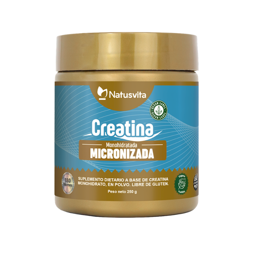 Creatina 100% Pura. Monohidratada y Micronizada 180 micrones. Libre de Metales Pesados.