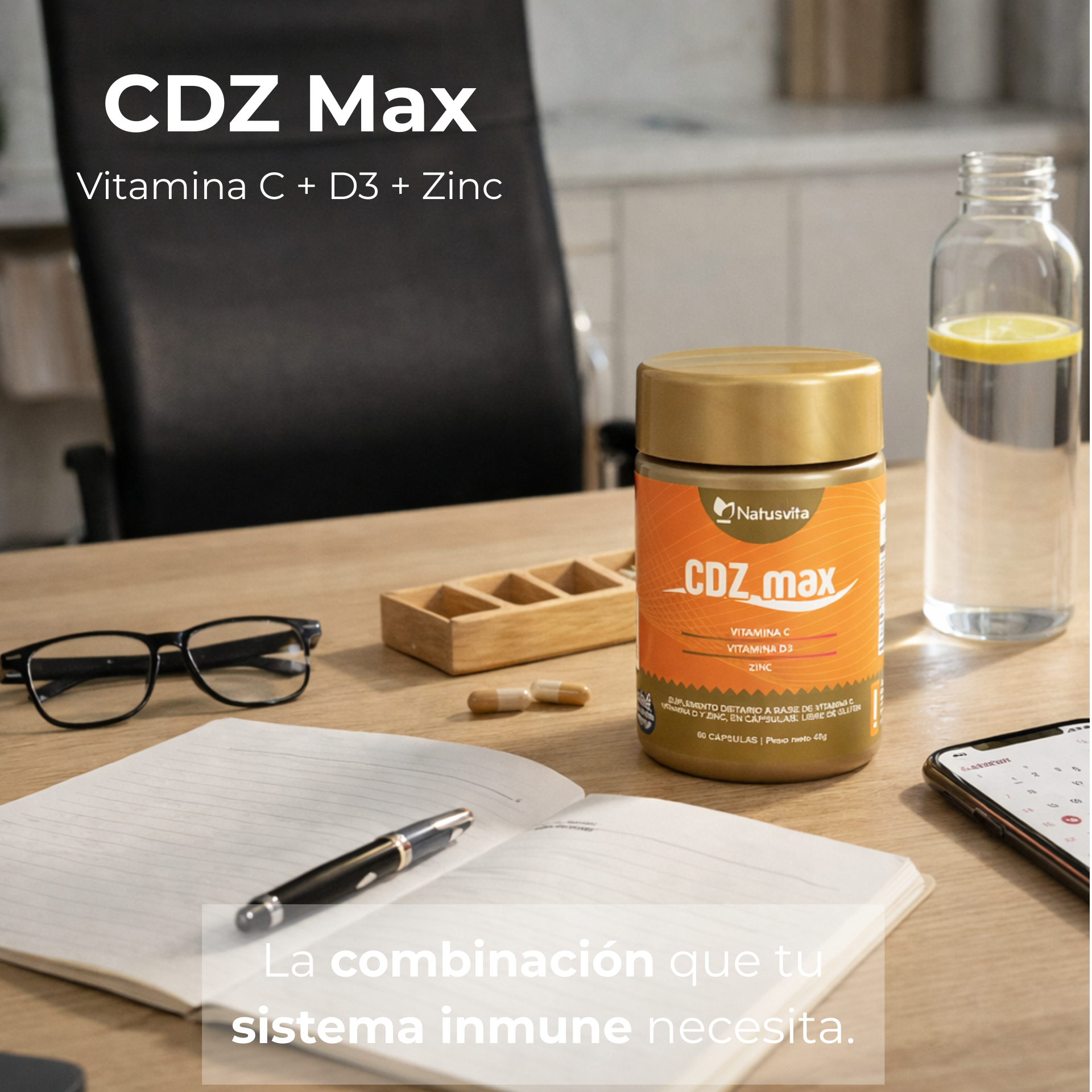 CDZ Max (Vitamina C 1000mg + Vitamina D 2000ui + Zinc 29mg) - Cápsulas