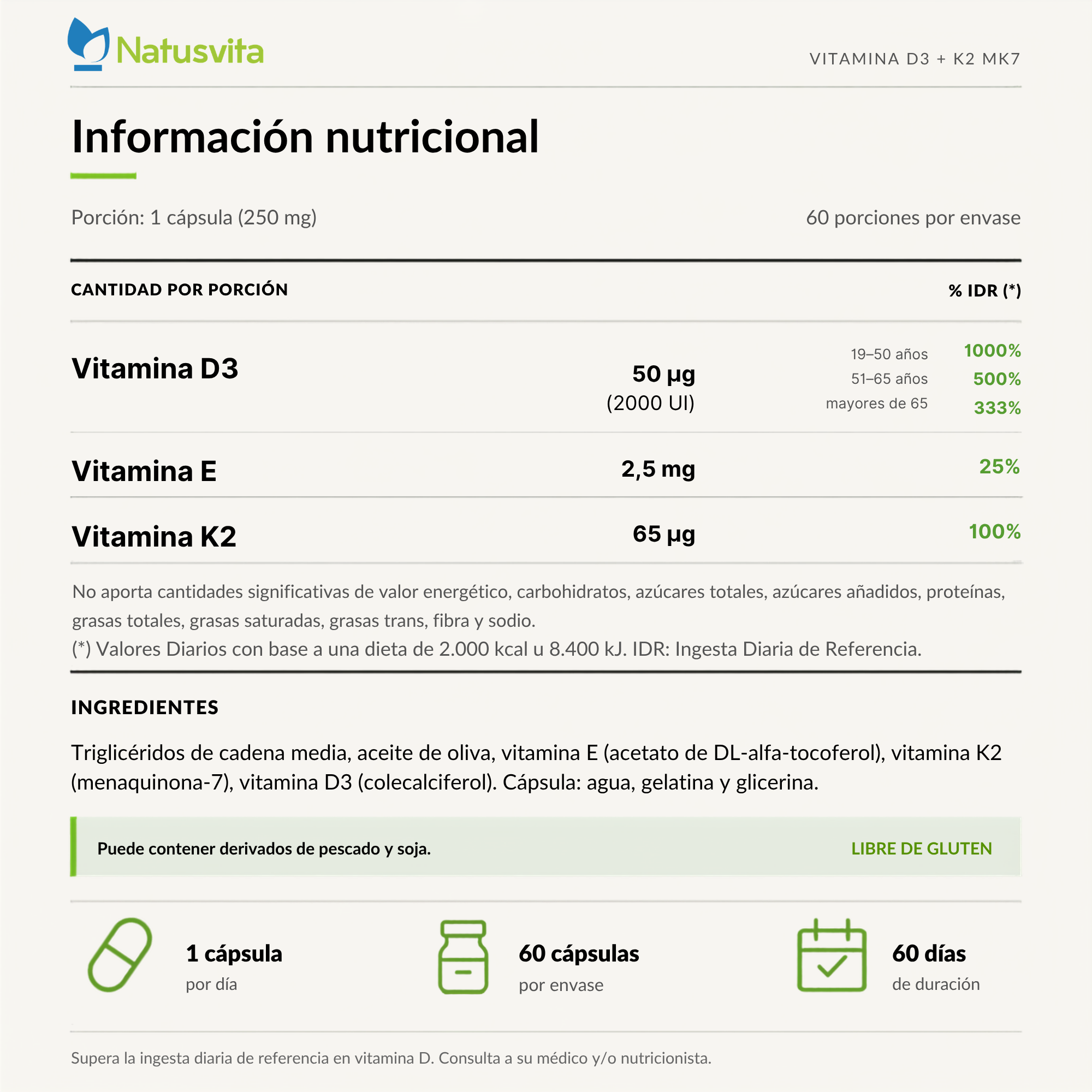Vitamina D3+K2 MK7