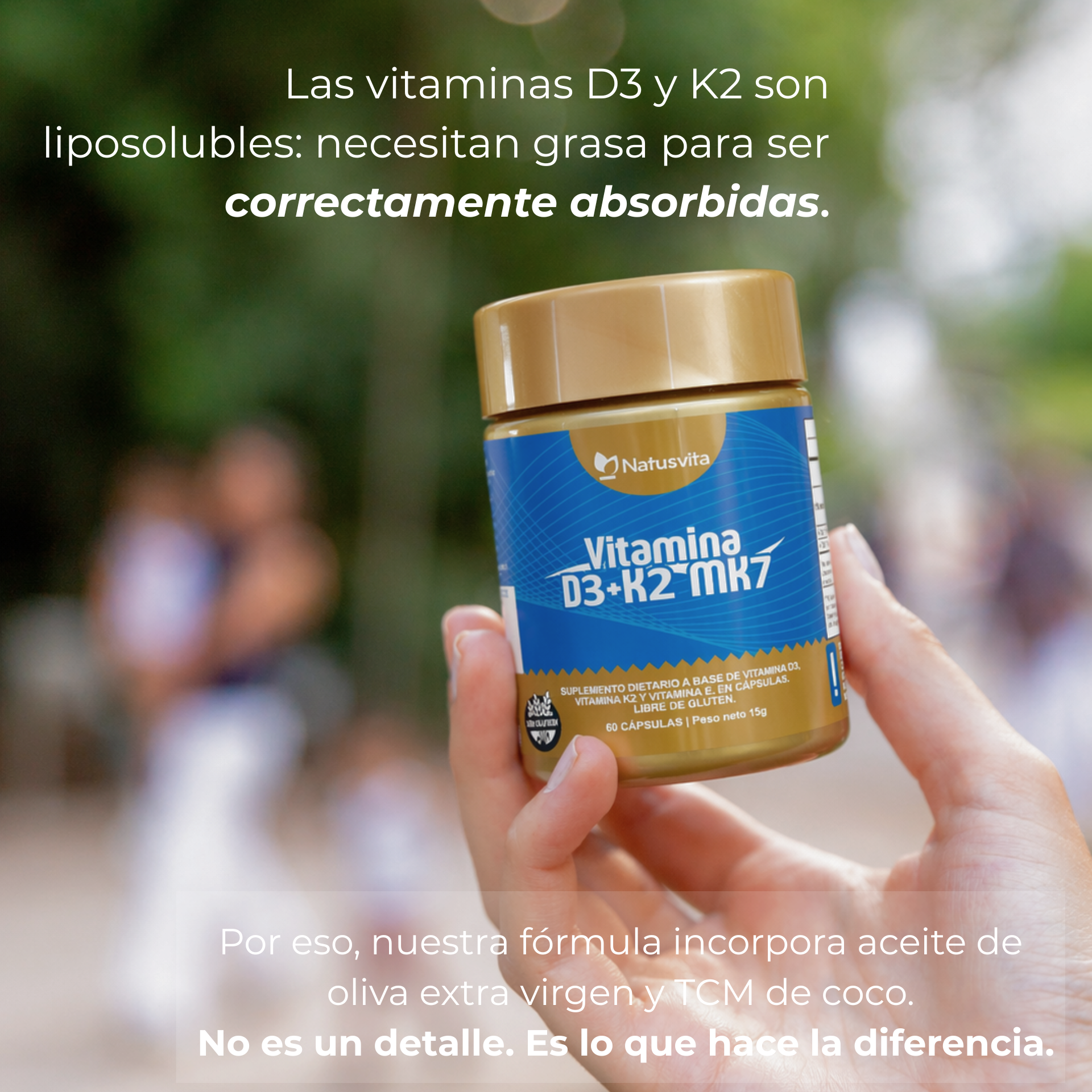 Vitamina D3 2.000 UI + K2 MK7 con MCT y Aceite de Oliva - Mini Softgel