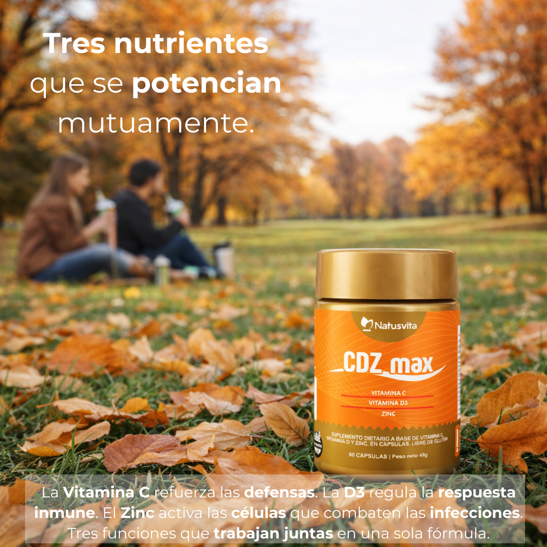 CDZ Max (Vitamina C 1000mg + Vitamina D 2000ui + Zinc 29mg) - Cápsulas