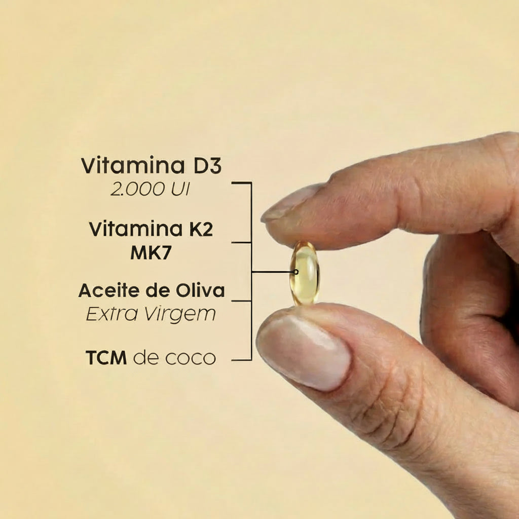 Vitamina D3 2.000 UI + K2 MK7 con MCT y Aceite de Oliva - Mini Softgel