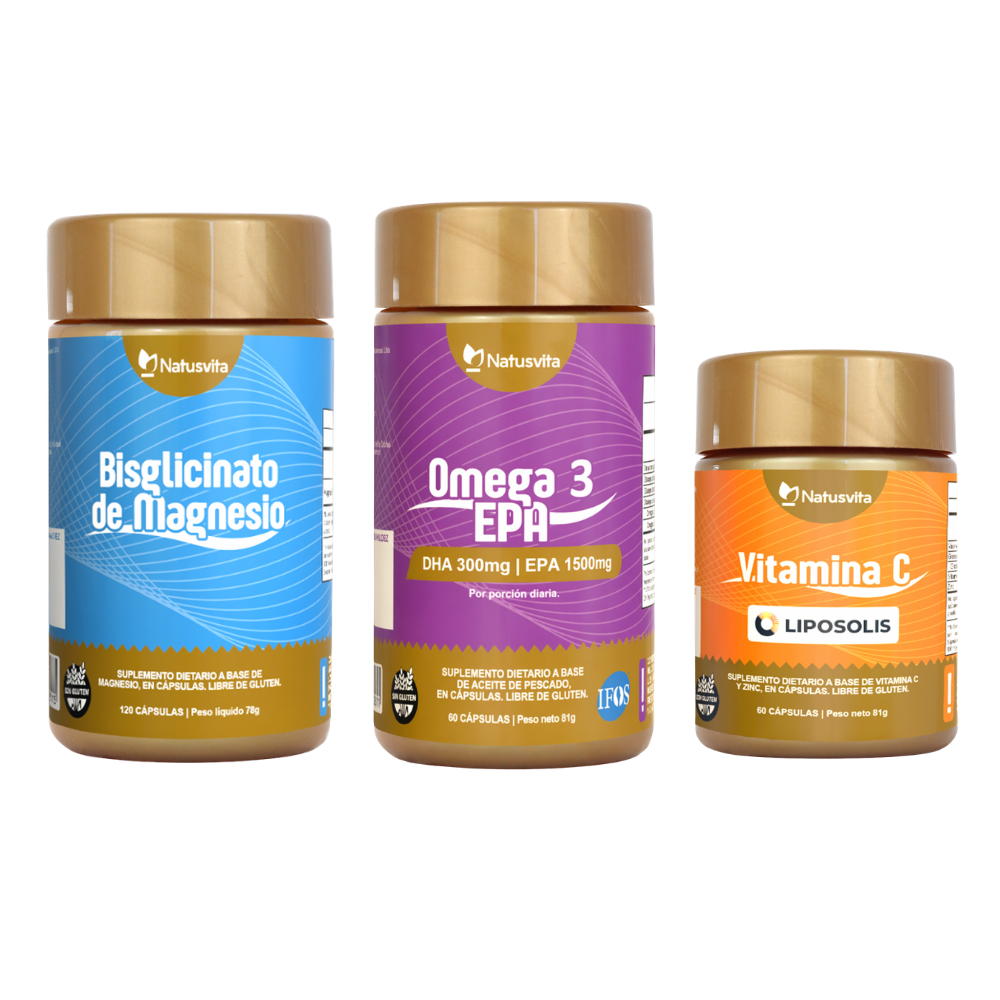Kit Bienestar Integral — Magnesio Bisglicinato + Omega 3 IFOS + Vitamina C Liposomal