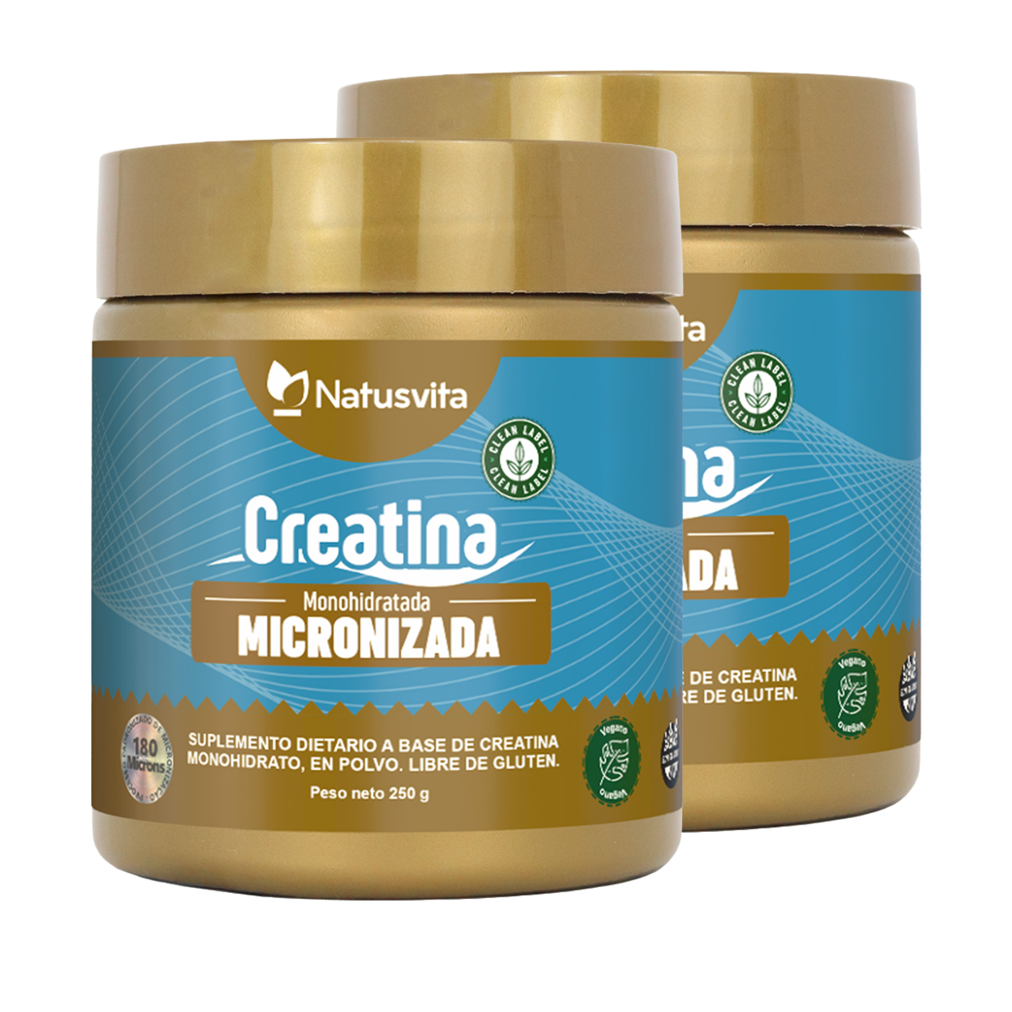 Creatina 100% Pura. Monohidratada y Micronizada 180 micrones. Libre de Metales Pesados.